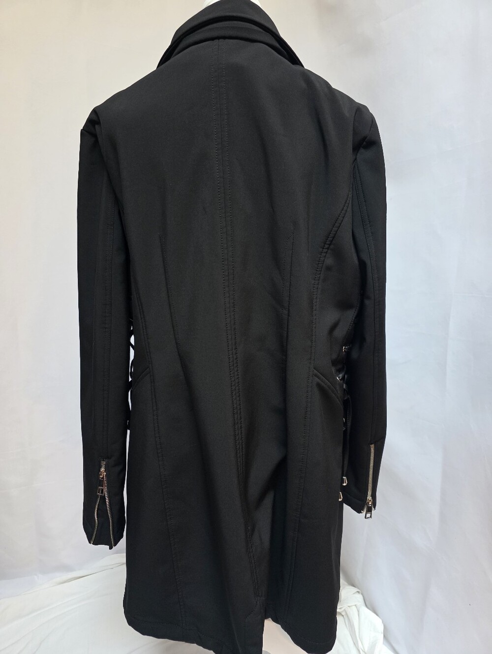 Guess Women's Black Softshell Fleece Lined Lace-Up Coat Jacket XL - Picture 3 of 9